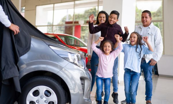 Family excited about their new car