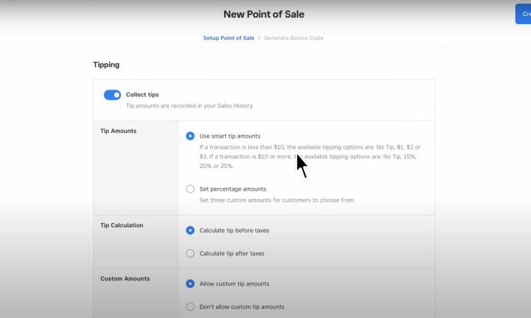 Setting up tipping options on your Square for Restaurants POS device