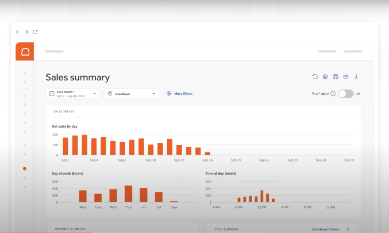 Toast’s sales summary report