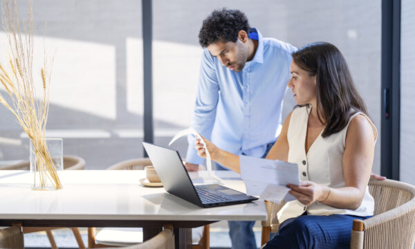 Couple reviewing finances