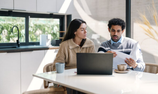 Couple doing financial planning.