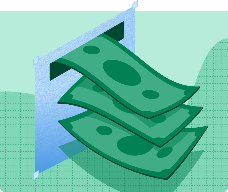 Cash flowing into an account