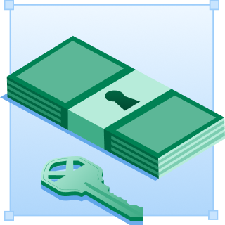 Cash and key icon