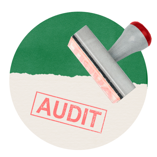 An "Audit" stamp of approval