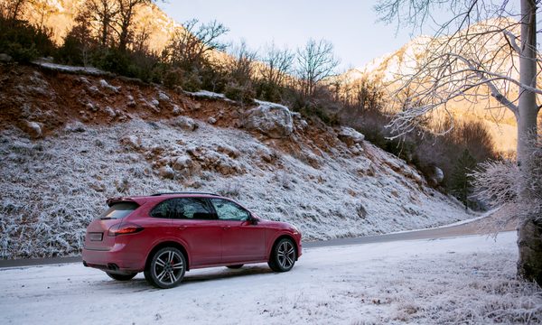 SUV driving in snow