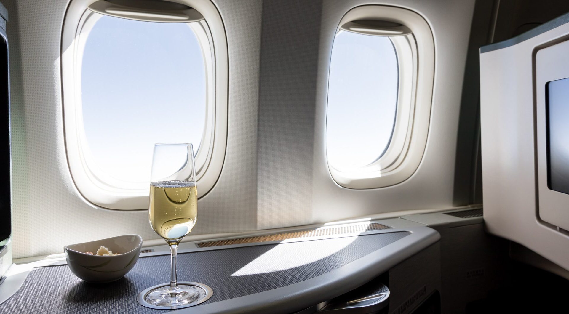 Empty airplane seats in airplane