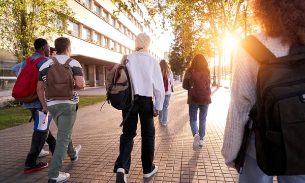 Students walking on campus