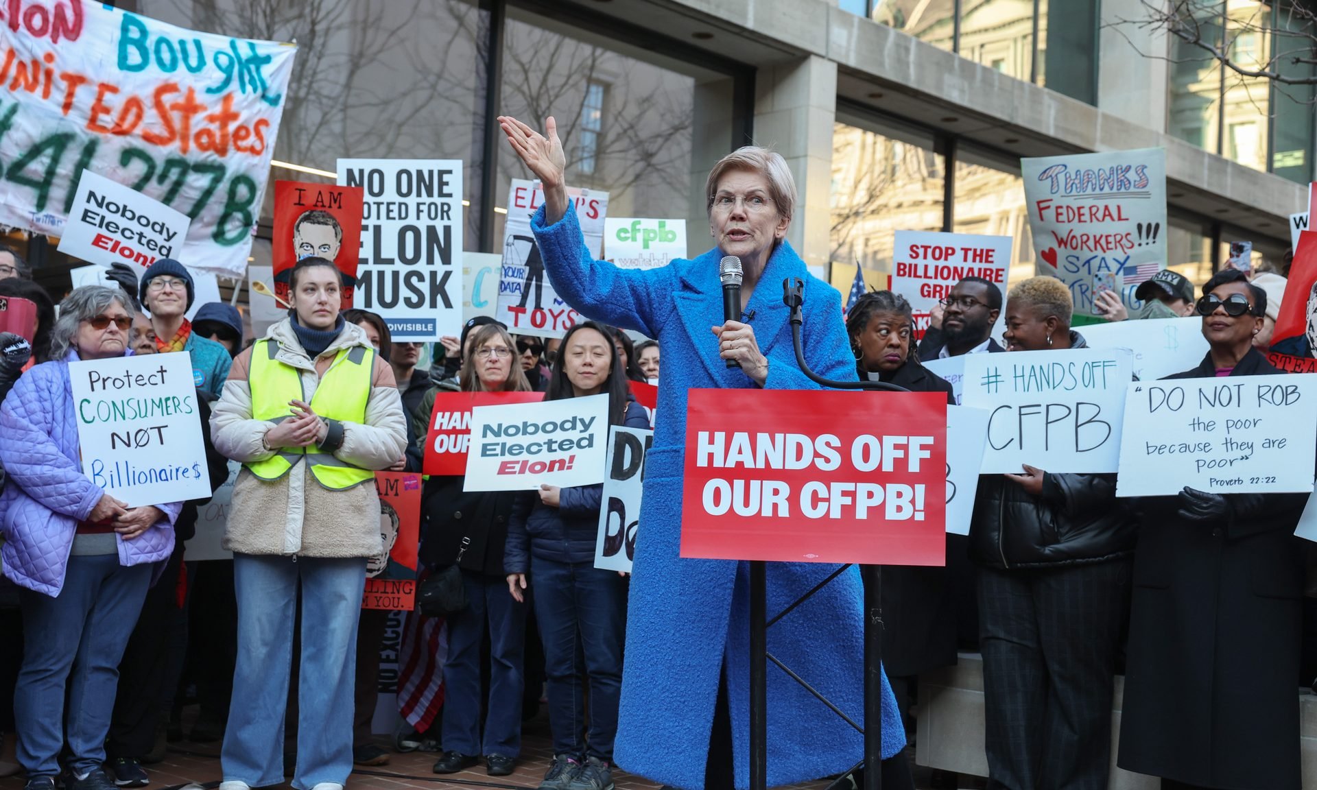 Political rally in support of CFPB