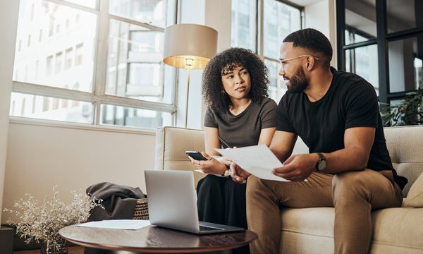 Couple reviewing finances