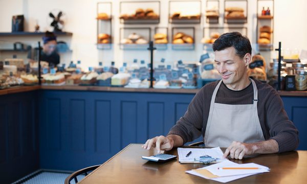 Business owner doing financial planning.