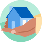 illustration of house in hands