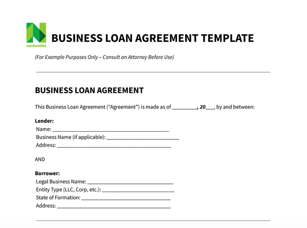 business loan agreement template