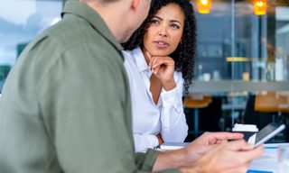 Two people meeting