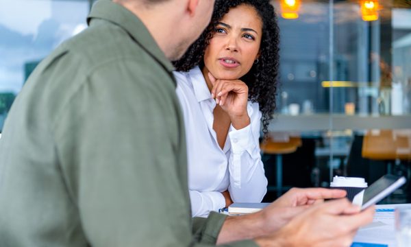 Two people meeting